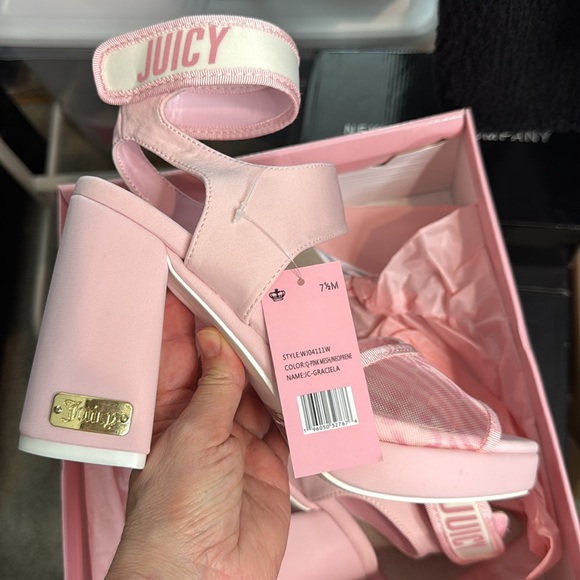Juicy Couture Women's Graciela Heeled Sandals 7.5 Light Pink Block - Picture 3 of 7